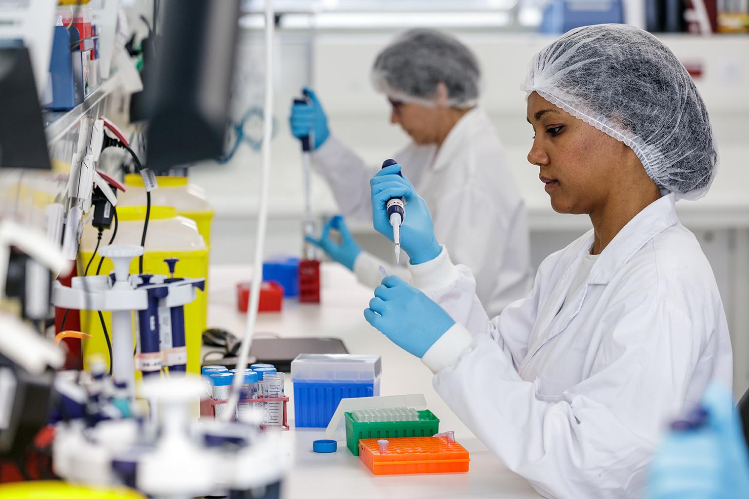 People working with biomaterials in a laboratory