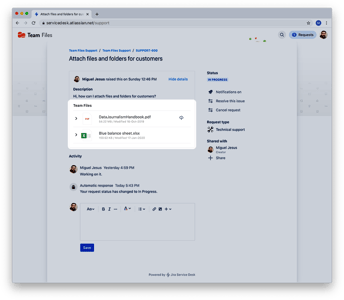How to Attach Files and Folders in Jira Service Management with Team Files