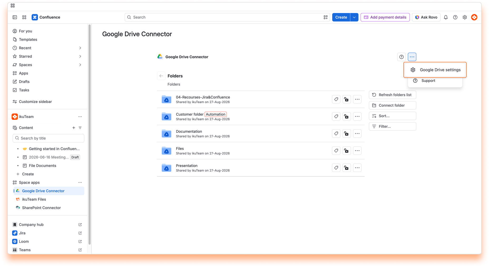 01 - Google Drive Connector Settings - Settings
