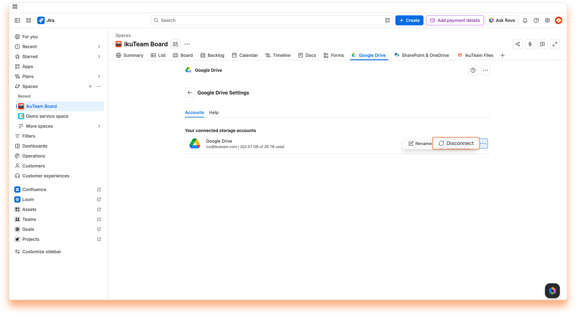 04 - Google Drive Connector Settings - Disconnect