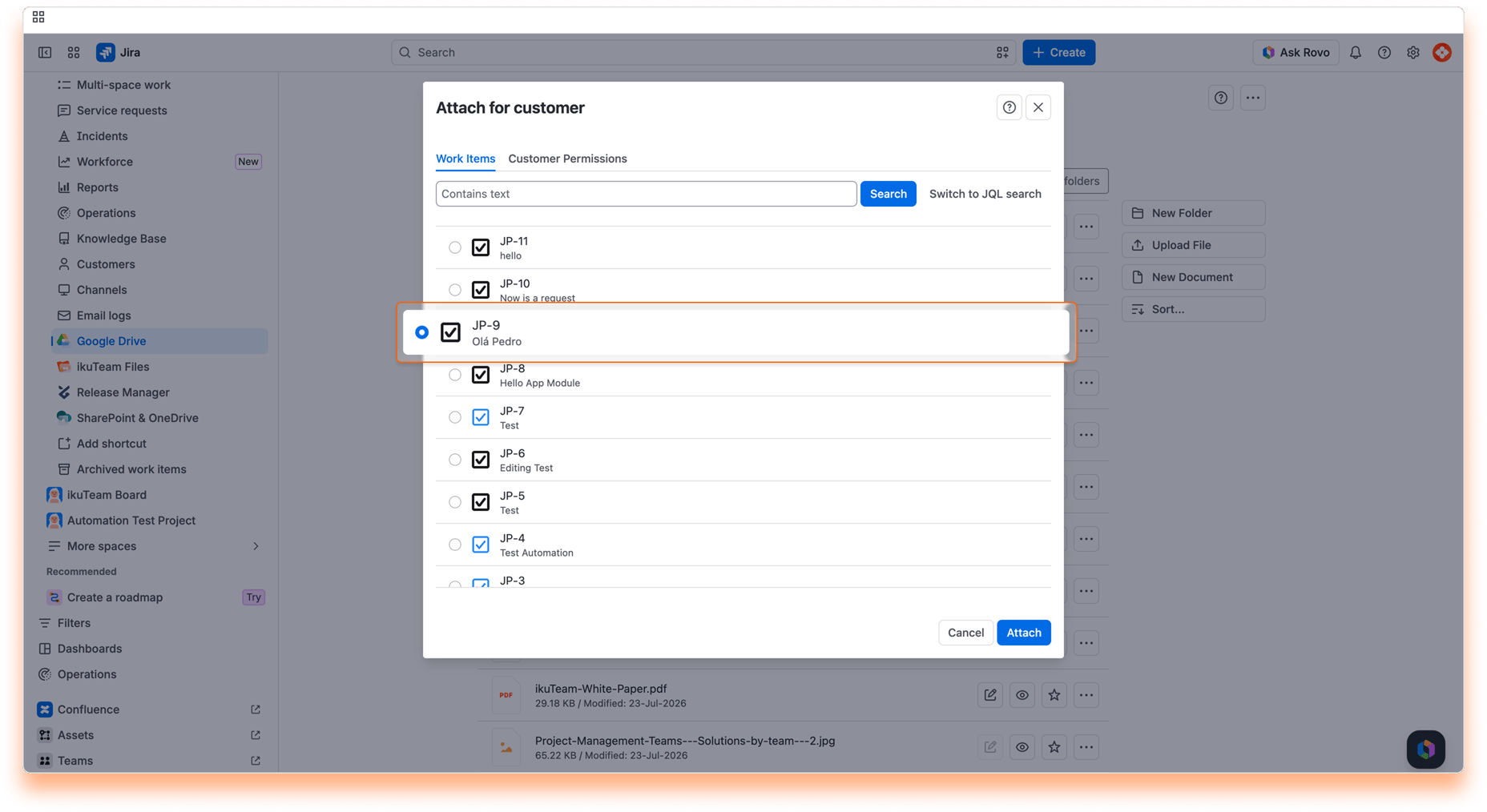 10 - Attaching Files and Folders for Customers - Select Work Item