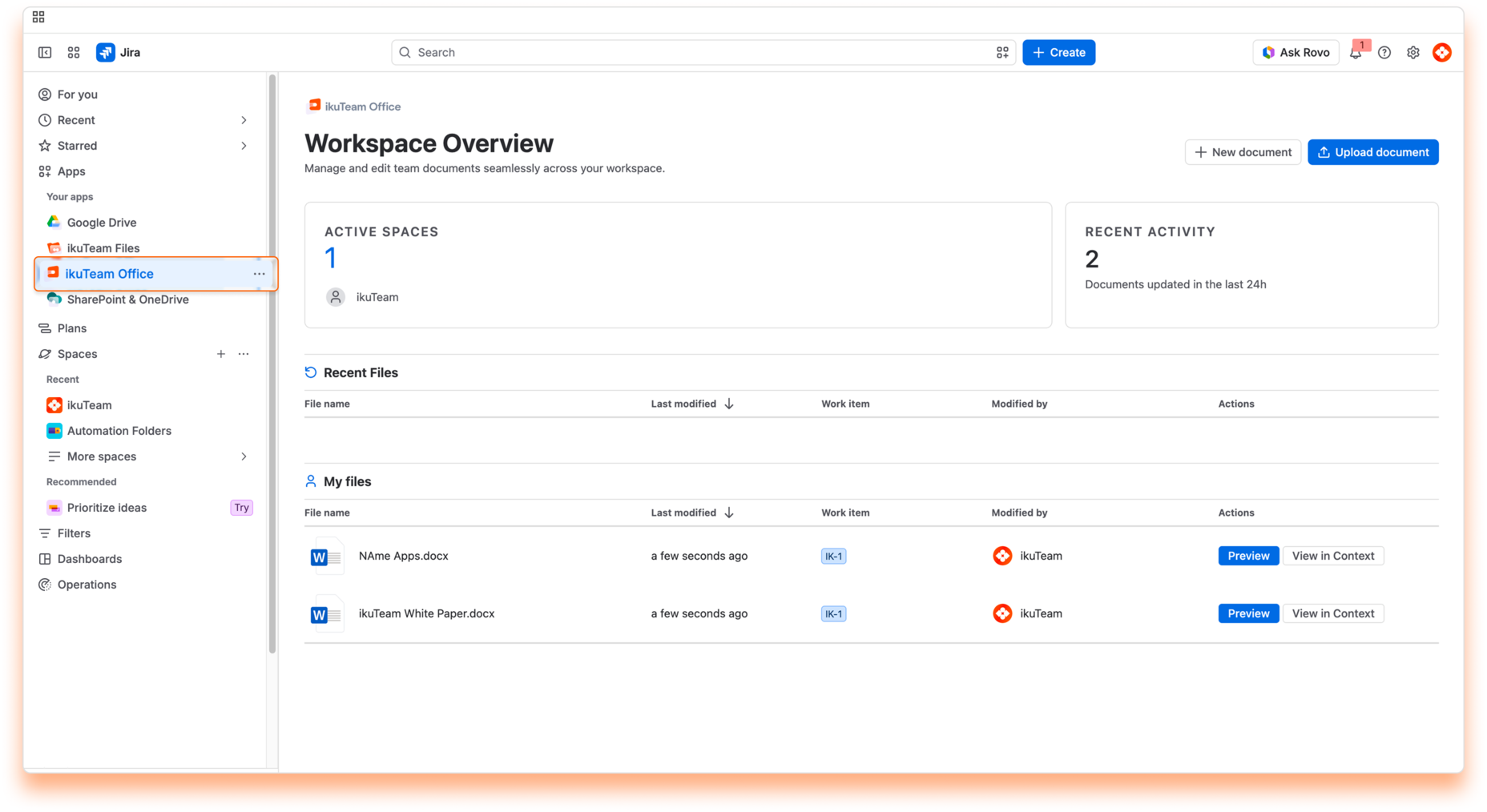 ikuTeam Office for Jira dashboard