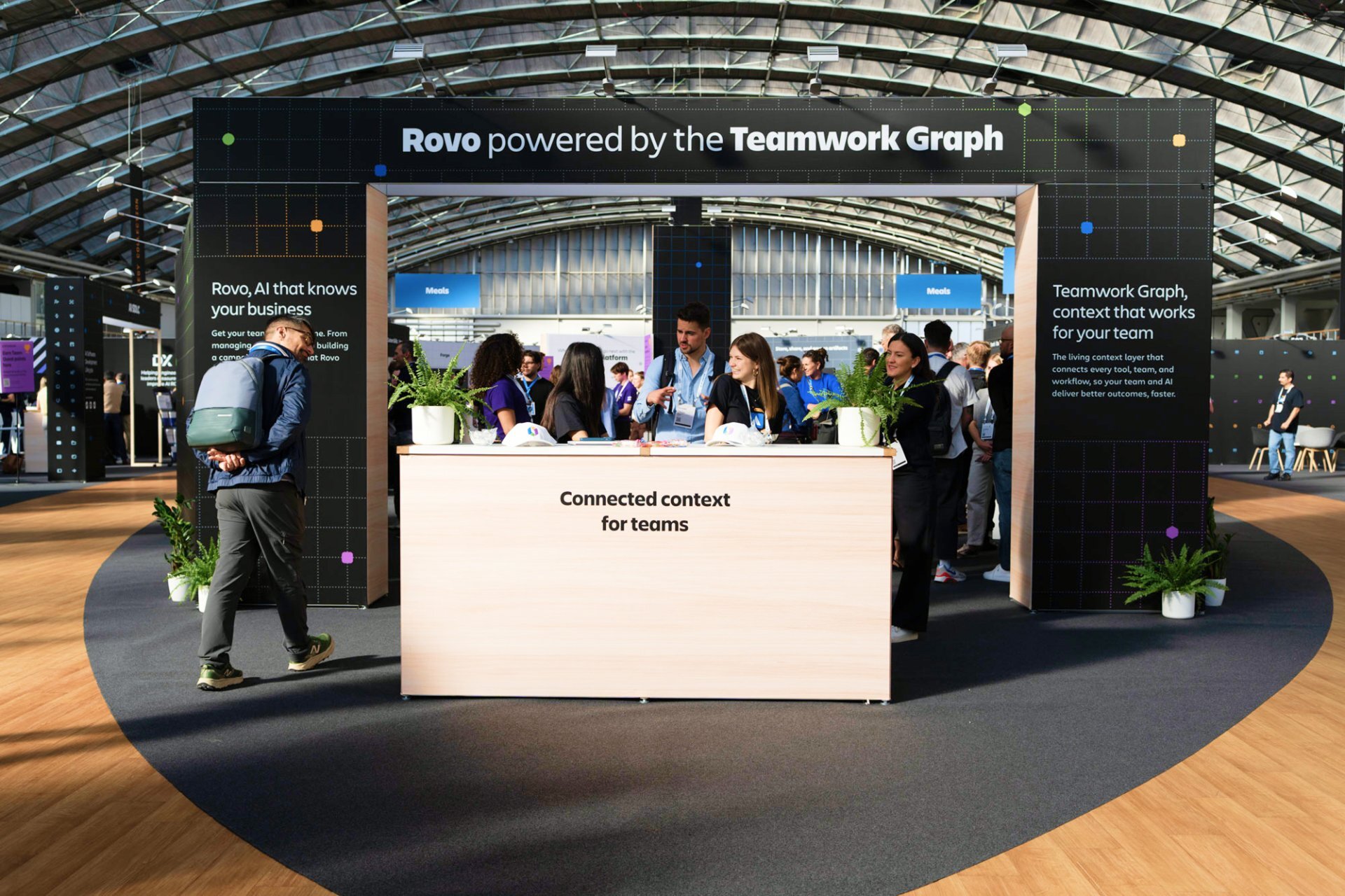 Rovo and Teamwork Graph booth in the Atlassian Team ’26 Europe Expo Hall