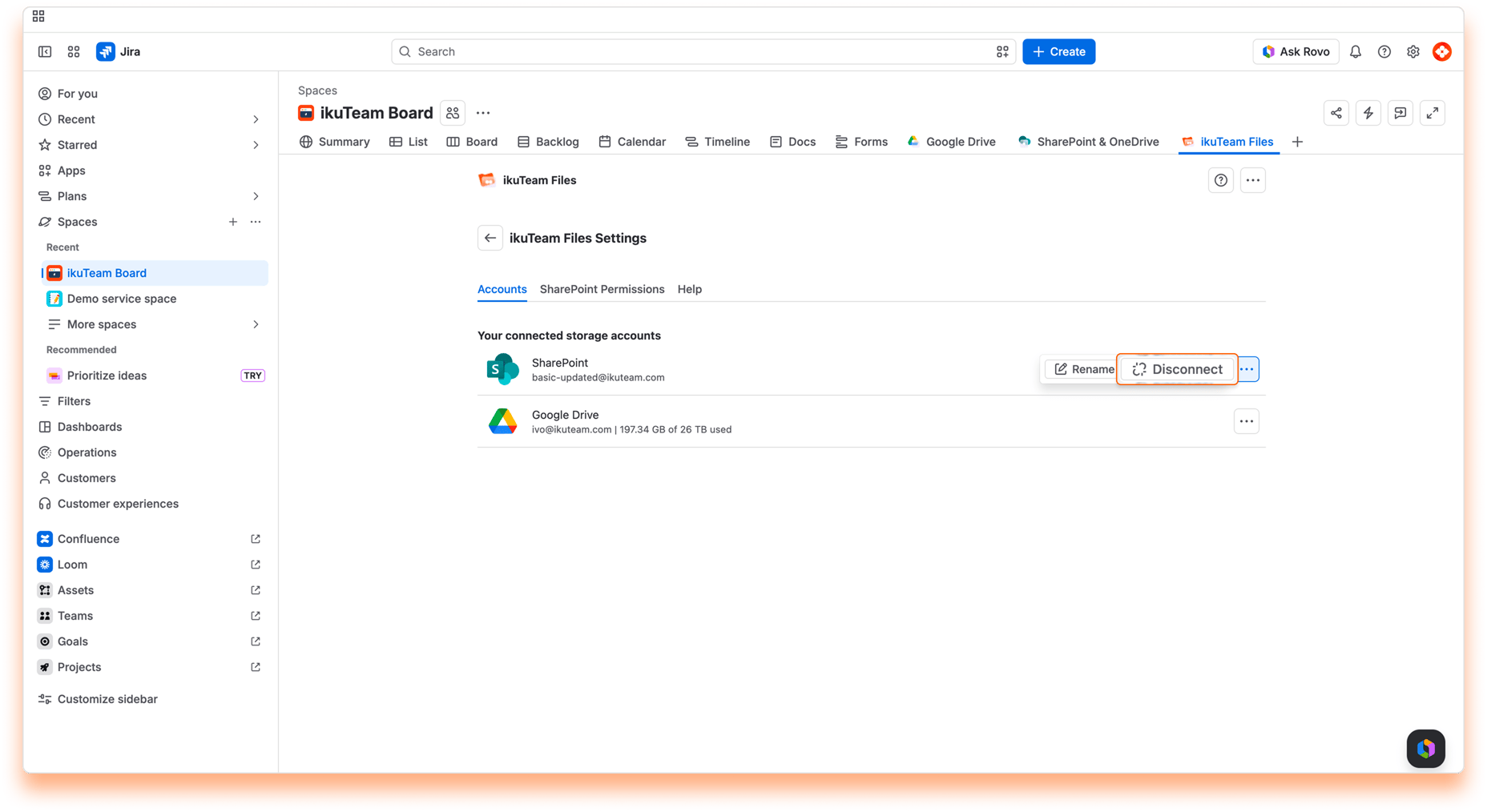 04 - ikuTeam Files Settings - Disconnect