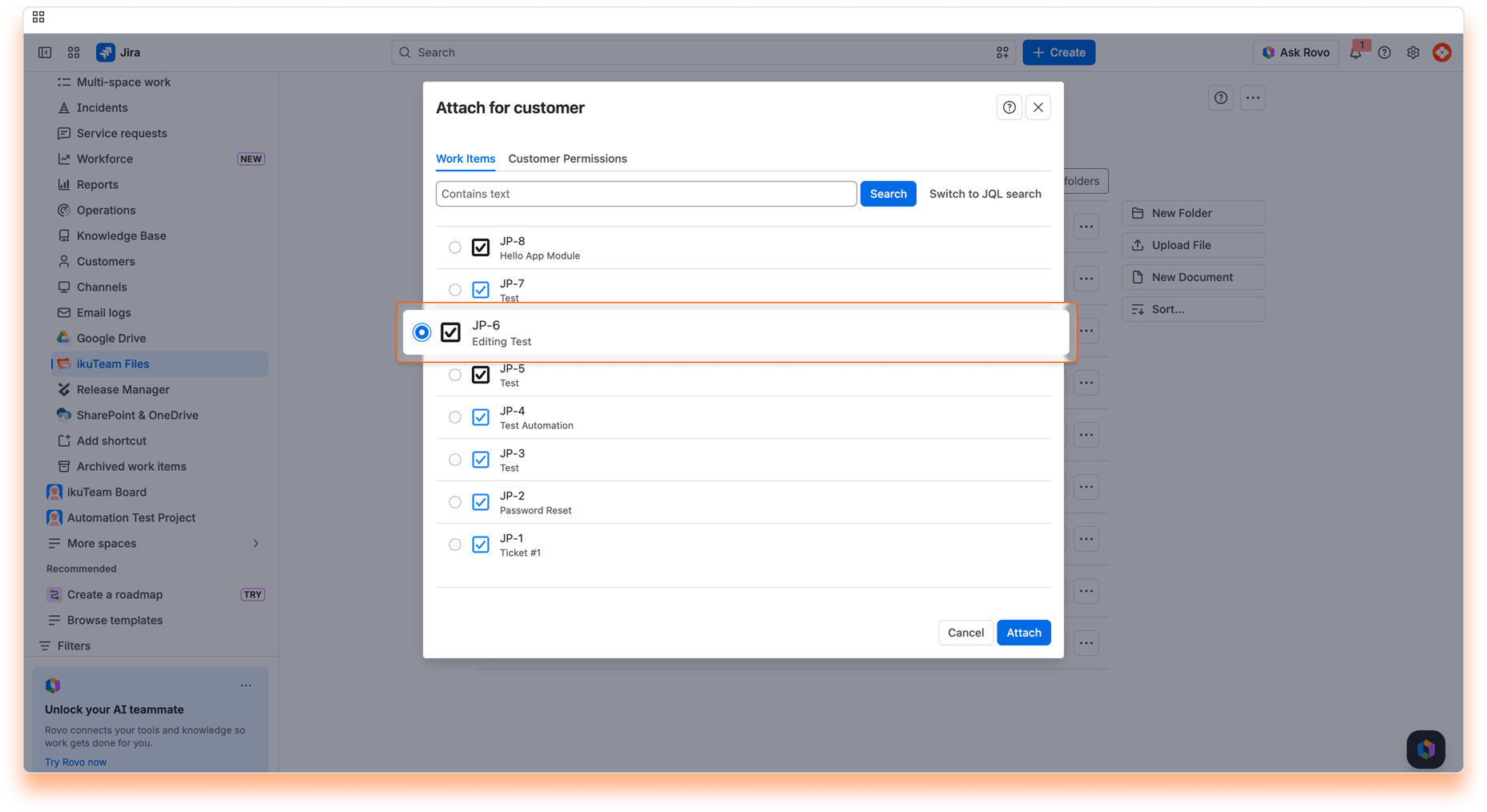 08 - Attaching Files and Folders for Customers - Select Work Item
