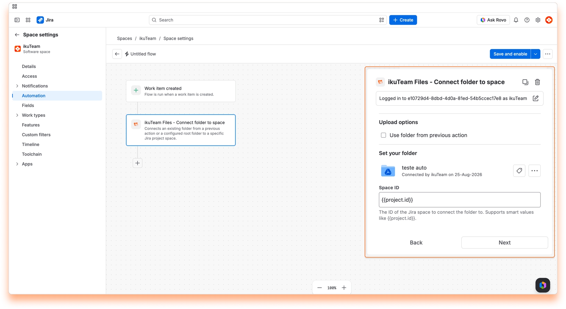 10 - Cloud Folder Automation Workflow - Connect folder to Space