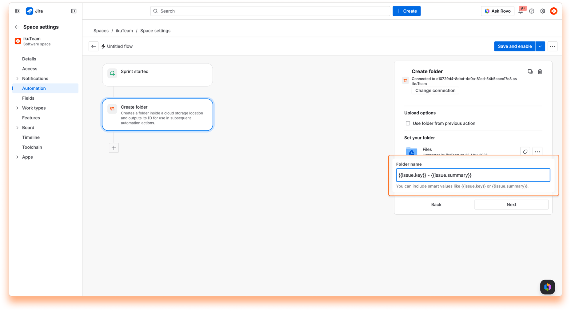 Setup Automation - folder name